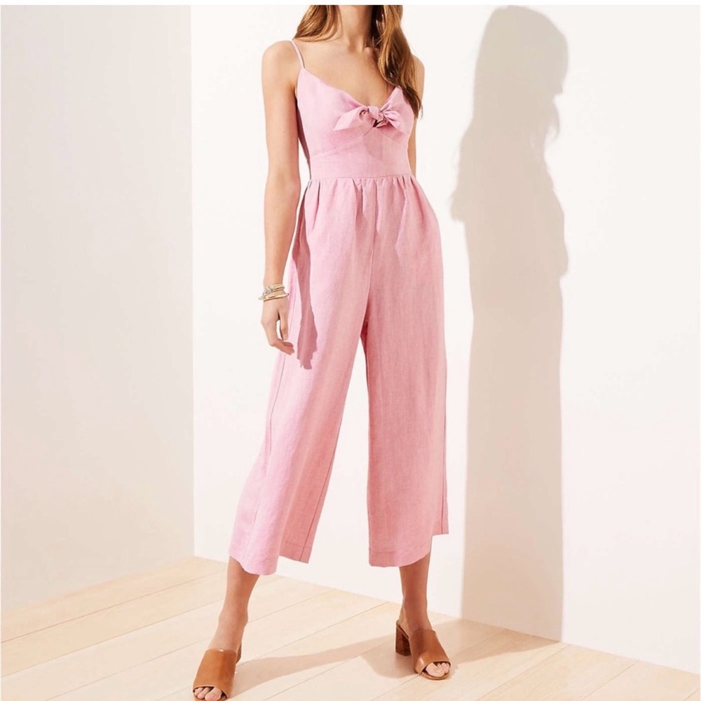 LOFT  Pink Bow-Tie Jumpsuit